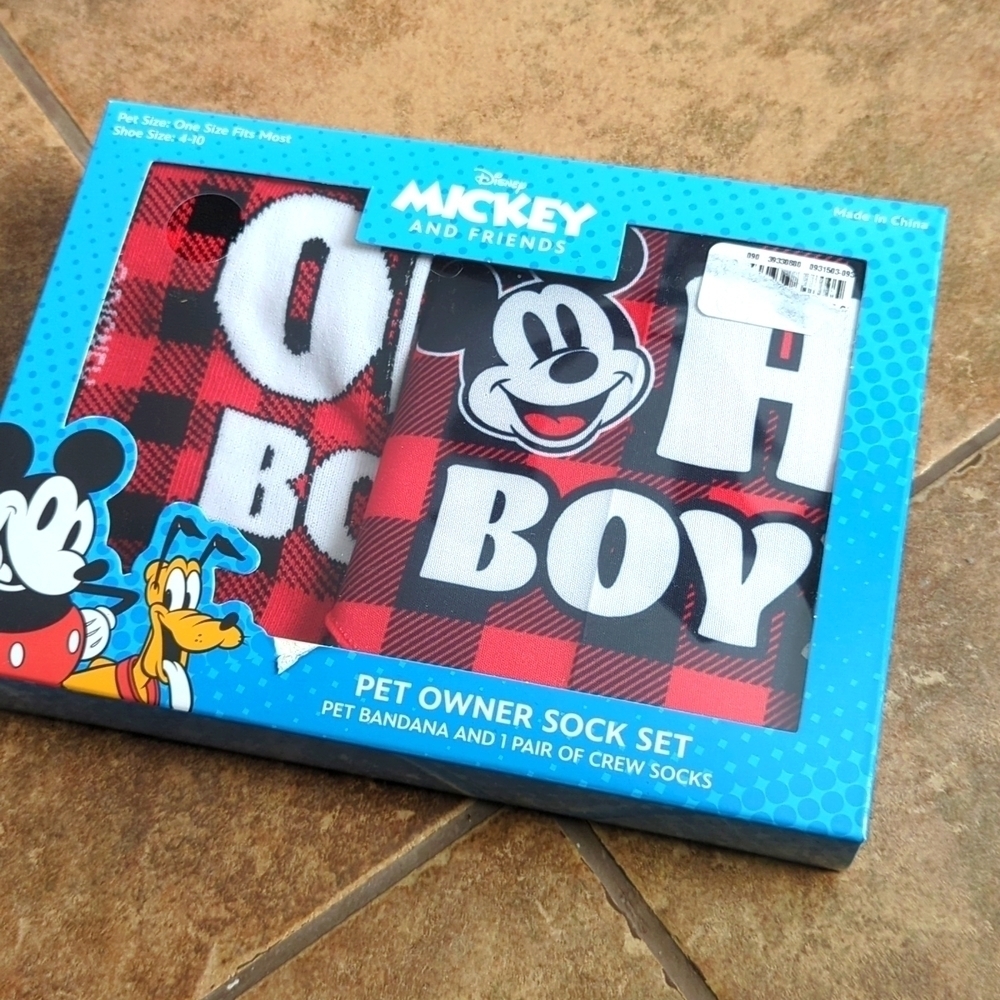 Pet owner gift set Mickey mouse buffalo check